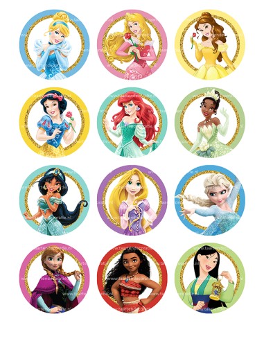 Eetbare Print Disney Prinsessen 2 Cupcakes - 6cm