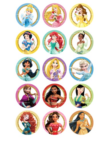 Eetbare Print Disney Prinsessen 2 Cupcakes - 5cm