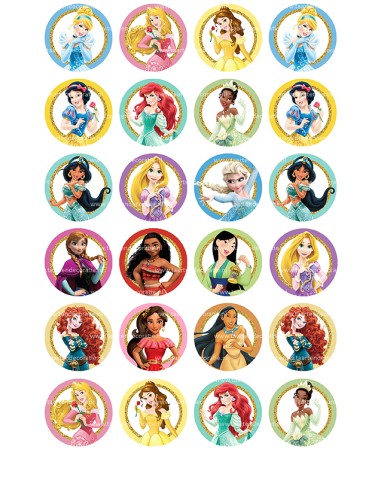 Eetbare Print Disney Prinsessen 2 Mini Cupcakes - 4cm