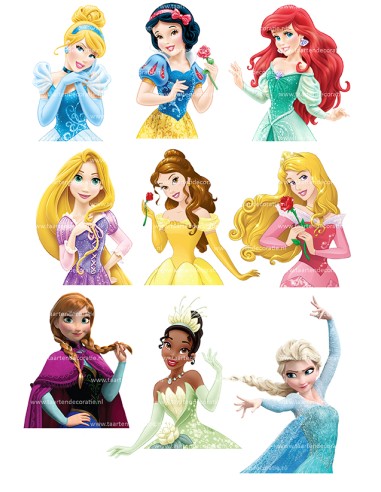 Eetbare Print Disney Prinsessen Tops - 8cm