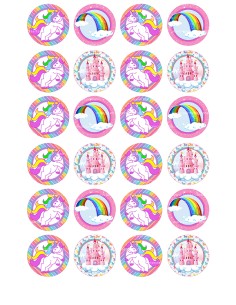 Eetbare Print Unicorn 1 Mini Cupcakes - 4cm