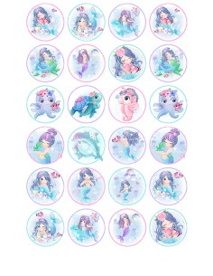 Eetbare Print Zeemeermin Mini Cupcakes - 4cm