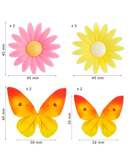 Dekora Ouwel Margrieten & Vlinders -8st- //