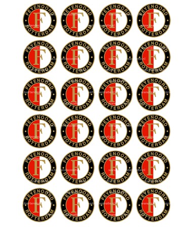 Eetbare Print Feyenoord Mini Cupcakes - 4cm