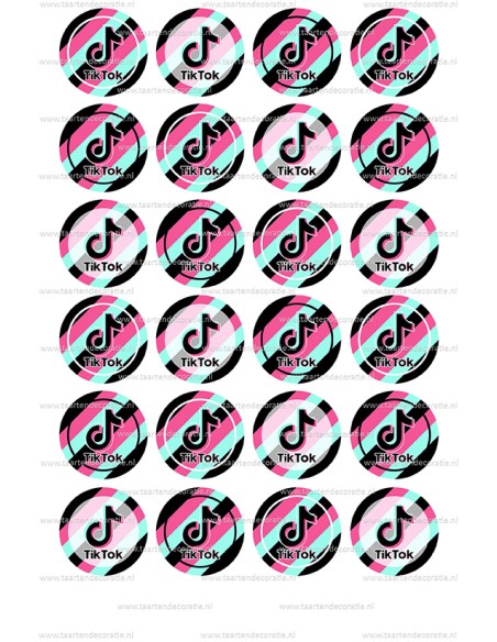 Eetbare Print TikTok Mini Cupcakes Roze - 4cm