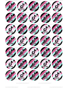 Eetbare Print TikTok Mini Cupcakes Roze - 3,5cm