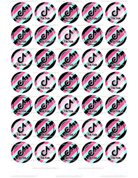 Eetbare Print TikTok Mini Cupcakes Roze - 3,5cm
