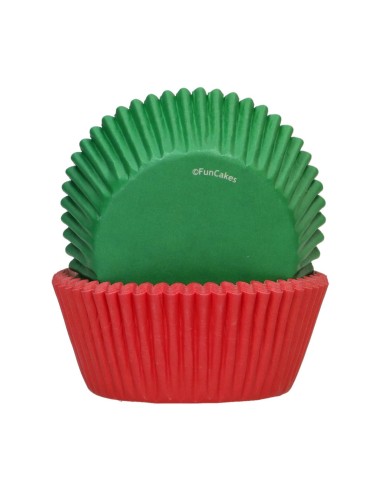 FunCakes Baking Cups Rood / Groen -48st-