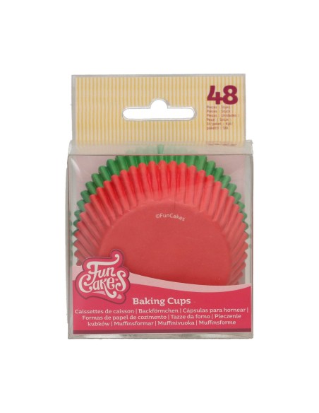 FunCakes Baking Cups Rood / Groen -48st-