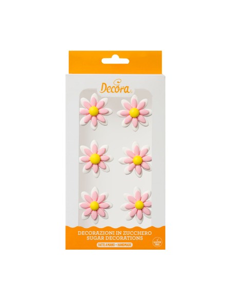 Decora Suikerbloemen Roze/Wit -6st-