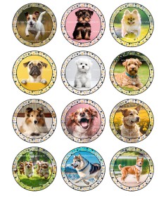 Eetbare Print Honden Cupcakes - 6cm