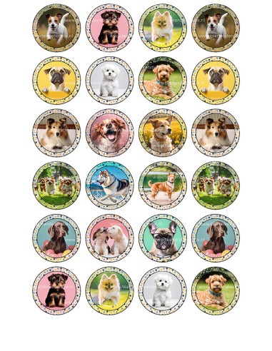 Eetbare Print Honden Mini Cupcakes - 4cm