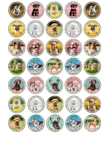 Eetbare Print Honden Mini Cupcakes - 3,5cm