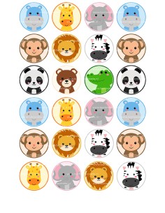 Eetbare Print Dierentuin Dieren Mini Cupcakes 1 - 4cm