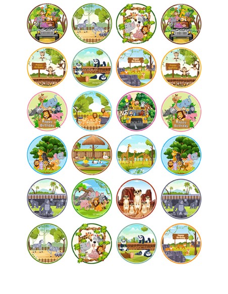 Eetbare Print Dierentuin Dieren Mini Cupcakes 2 - 4cm