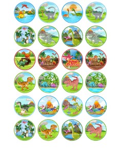 Eetbare Print Dino Mini Cupcakes 2 - 4cm