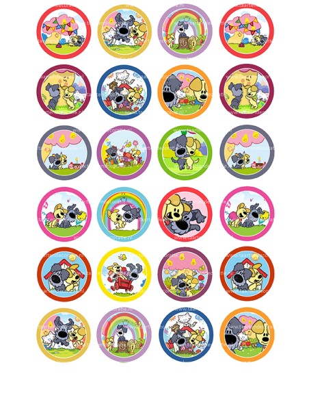Eetbare Print Woezel en Pip Mini Cupcakes - 4cm