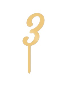 CakeDeco Taarttopper Cijfer 3 - Metallic Goud  - 7cm