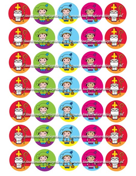 Eetbare Print Sinterklaas Mini Cupcakes - 3,5cm