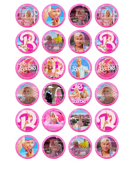 Eetbare Print Barbie Movie Mini Cupcakes - 4cm