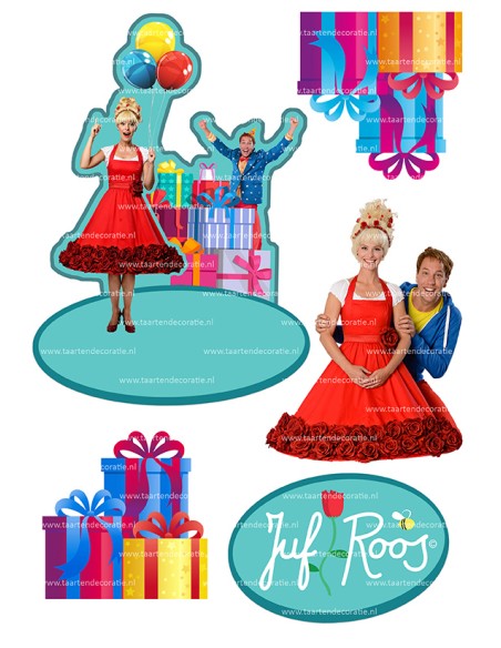 DIY Taarttopper Juf Roos - 17,5cm