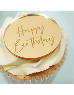 CakeDeco Cupcake Topper Mr&Mrs - Spiegel Goud -12st- //