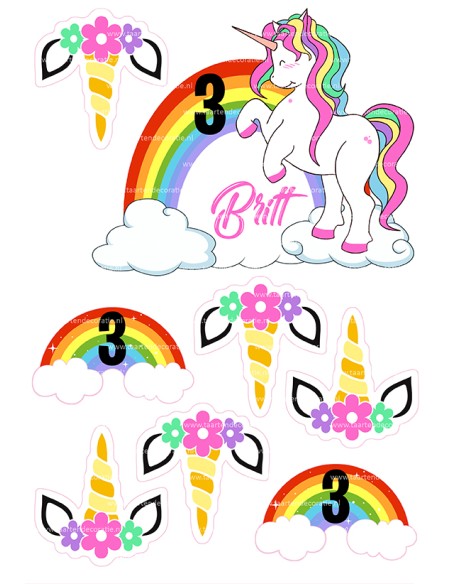 DIY Taarttopper Unicorn 1 - 16cm