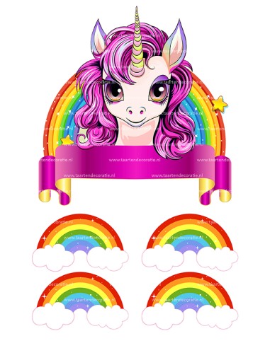 DIY Taarttopper Unicorn 2 - 16cm