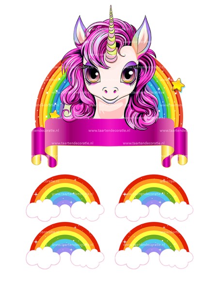 DIY Taarttopper Unicorn 2 - 16cm