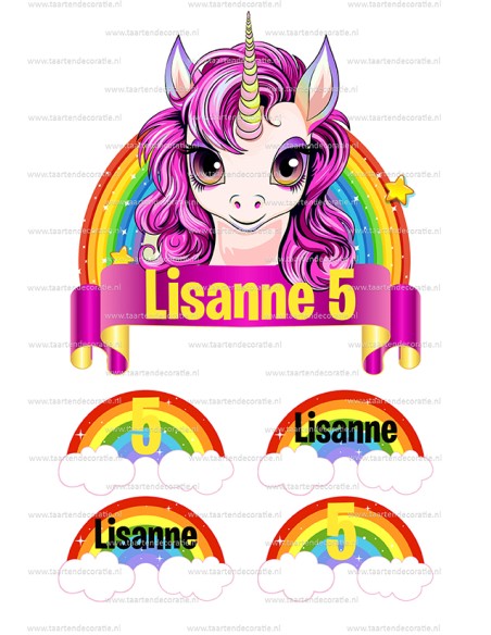 DIY Taarttopper Unicorn 2 - 16cm