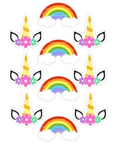 DIY Taarttopper Regenbogen & Unicorn