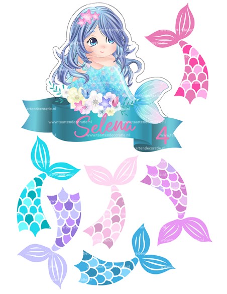 DIY Taarttopper Zeemeermin - 16cm