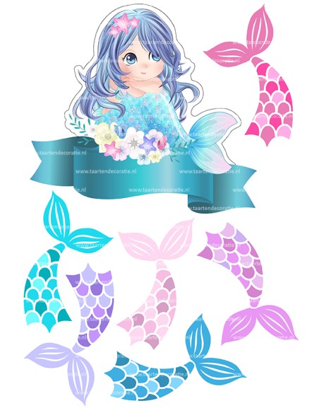 DIY Taarttopper Zeemeermin - 16cm