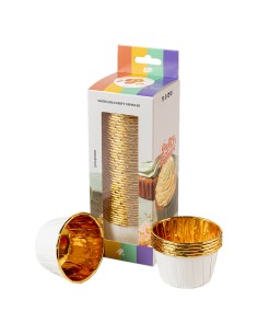 Baking Case Cup Wit/Goud -50st- 2