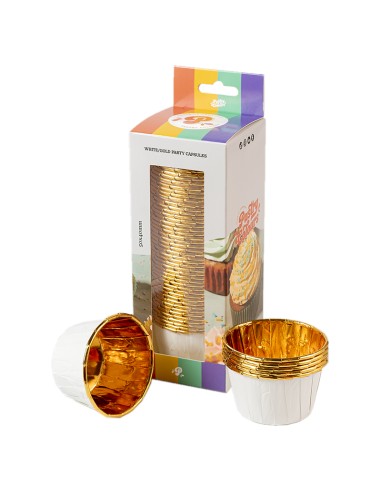 Baking Case Cup Wit/Goud -50st-