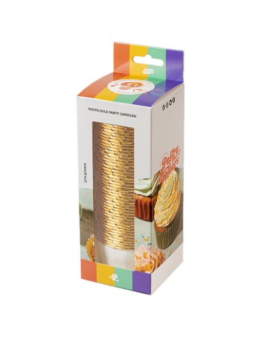 Baking Case Cup Wit/Goud -50st-