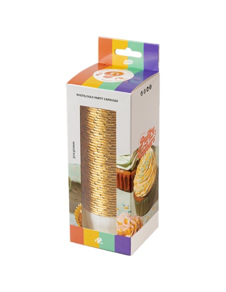 Baking Case Cup Wit/Goud -50st-