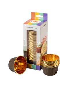Baking Case Cup Bruin/Goud -50st- 2