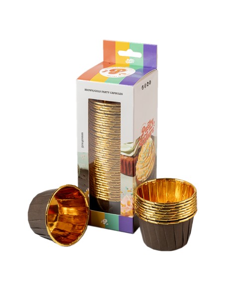 Baking Case Cup Bruin/Goud -50st-