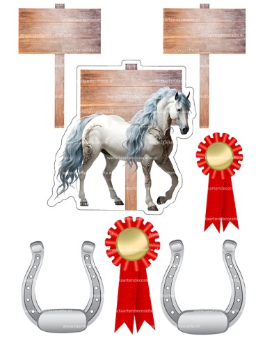 DIY Taarttopper Wit Paard - 13cm