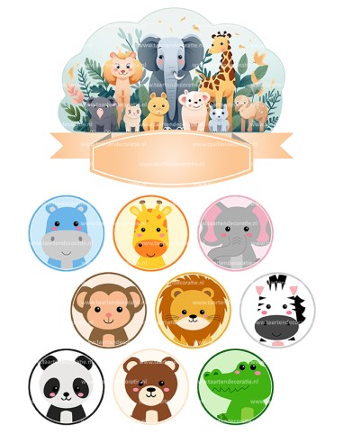 DIY Taarttopper Dierentuin 3 - 16cm