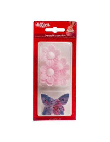 Dekora Ouwel Bloemen & Vlinders Roze -8st-