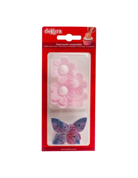 Dekora Ouwel Bloemen & Vlinders Roze -8st-
