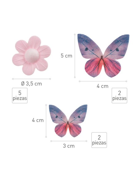 Dekora Ouwel Bloemen & Vlinders Roze -8st-