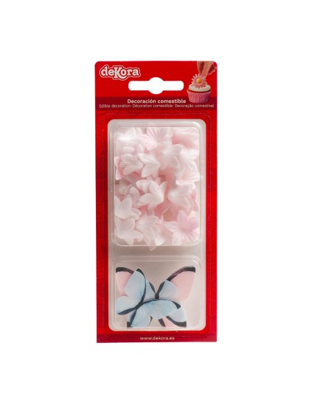 Dekora Ouwel Mini Bloemen & Vlinders Roze & Blauw -39st-