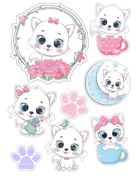 DIY Taarttopper Cute Cat - 13cm