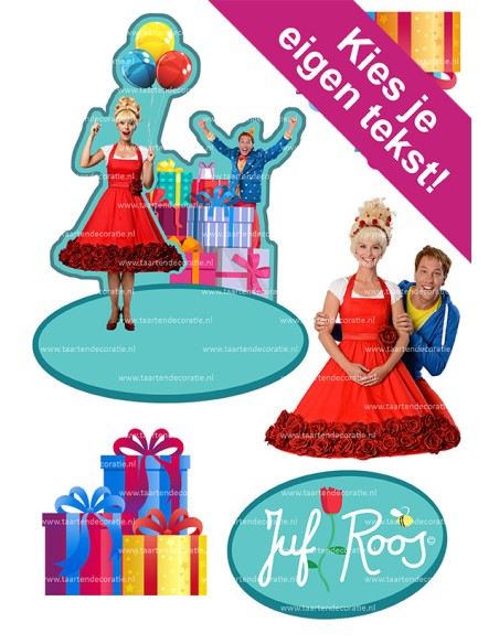 DIY Taarttopper Juf Roos - 17,5cm