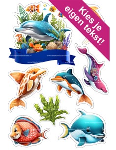 DIY Taarttopper Dolfijn - 13cm