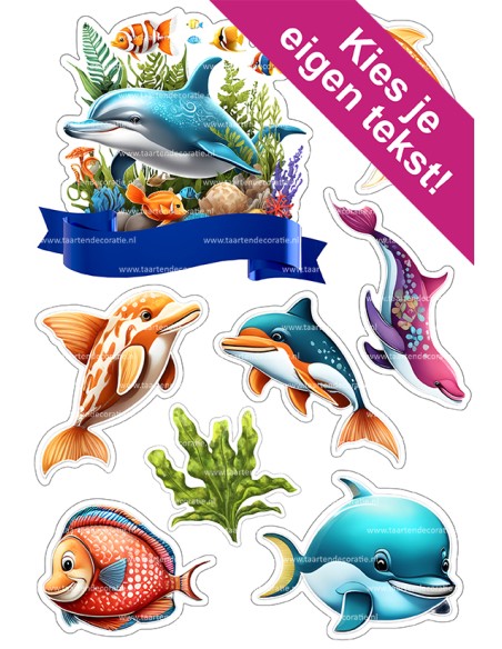 DIY Taarttopper Dolfijn - 13cm