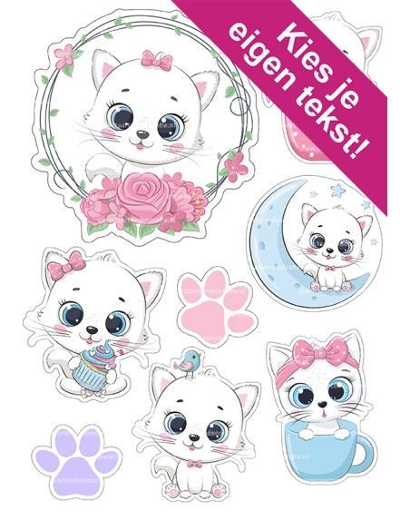 DIY Taarttopper Cute Cat - 13cm